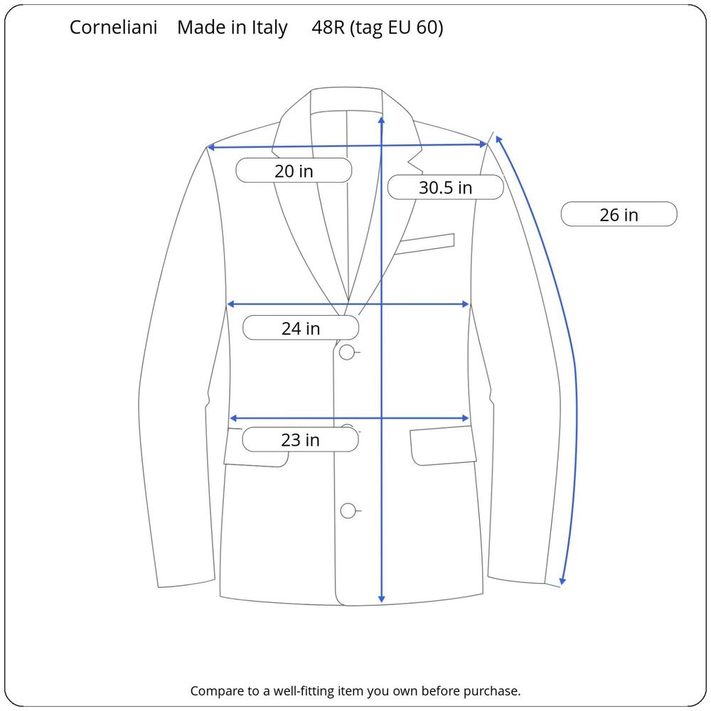Corneliani 48R 42x31 Navy Blue Luxury Designer Suit Virgin Wool 17,75 Microns - Picture 7 of 16